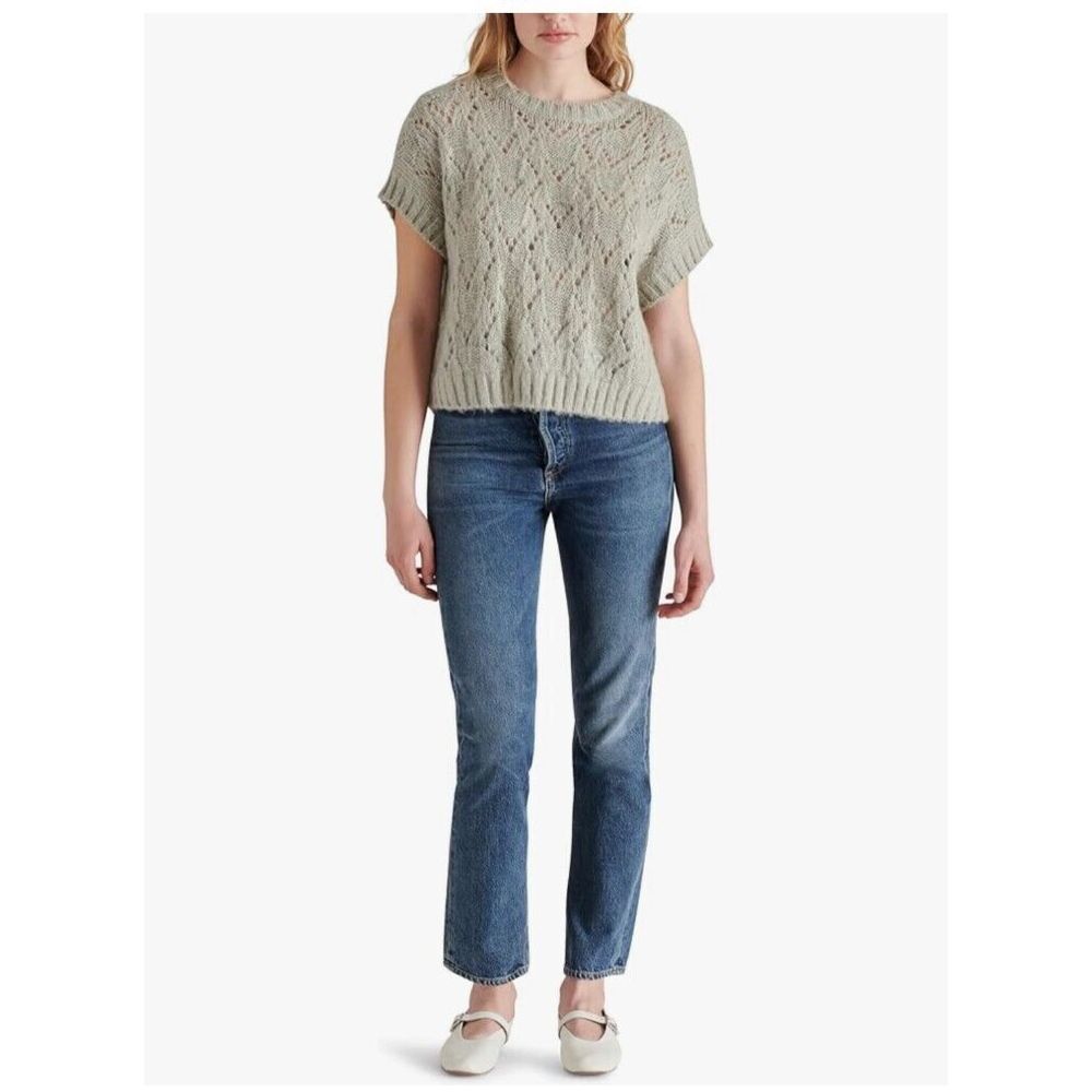 Steve Madden NWT Wilson Sweater Women's Size‎ Large Soft Olive Green Open Knit